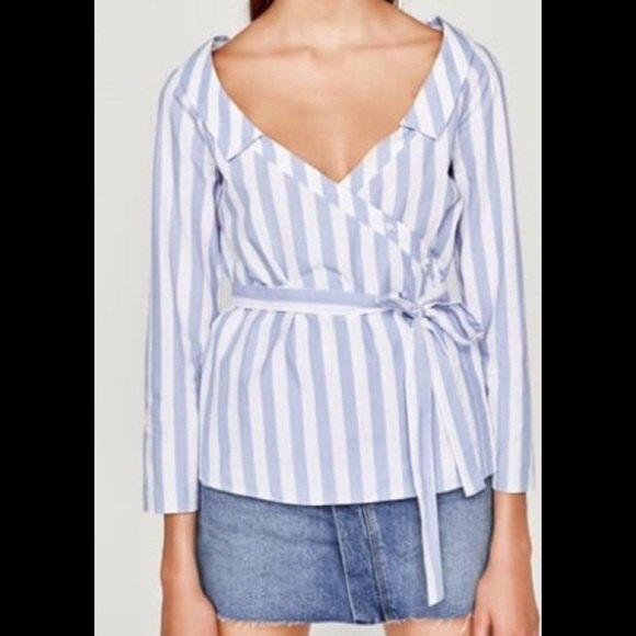 Zara Striped Wrap Blouse S - Picture 1 of 10